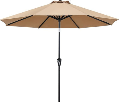 ABCCANOPY 9FT Outdoor Patio Umbrella, 8 Ribs Table Umbrella w/Crank for Easy Set Up, Suitable for Garden, Lawn, Deck & Backyard (Khaki)