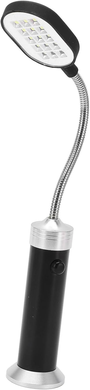 Drfeify LED Magnetic Work Light, 15 LEDs, 360° Flexible Gooseneck, 11cm Arm, Battery Operated, Black