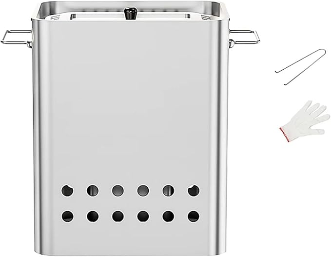 Vertical Charcoal BBQ Smoker 430 Stainless Steel Grill 360° Even Heating Oil and Fire Separation with A Variety of Accessories for Home Restaurants & Catering(A)