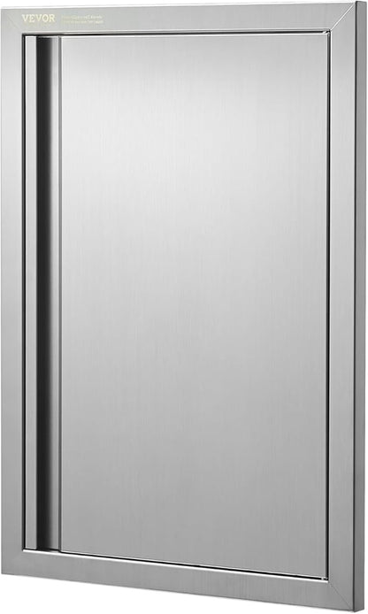 VEVOR BBQ Access Door, 17W x 24H Inch Single Outdoor Kitchen Door, Stainless Steel Flush Mount Door, Wall Vertical Door with Recessed Handle, for BBQ Island, Grilling Station, Outside Cabinet