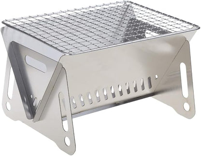 Portable Stainless Steel BBQ Grill Charcoal Folding Card Grill Outdoor Small BBQ Tool for Camping Picnics Hiking Party