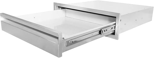 PioneerWorks 24" W x 6.5" H x 23" D Outdoor Kitchen Drawers, 3-Layer Outdoor Kitchen Access Drawer, Stainless Steel Built-in BBQ Drawer for Outdoor Kitchen Island, Patio Grill Station