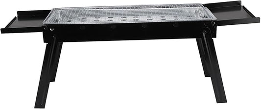 Fdit Charcoal Grill, Portable Stainless Steel Folding NonTipping BBQ Grill for Outdoor Cooking