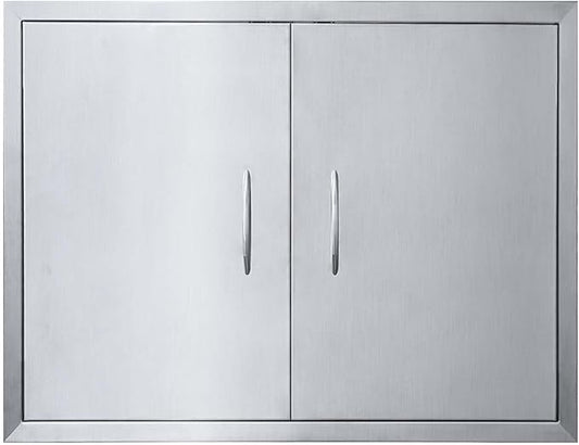 JIE JIN 30" W X 21" H Outdoor Kitchen Doors Double Doors Thickened 304 Brushed Stainless Steel BBQ Access Door BBQ Island Doors Outdoor Kitchen Accessories Door for Outdoor Kitchen BBQ Island