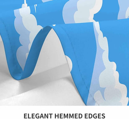 TKS MITLAN Blue Sky and White Clouds Tablecloth Decor Cloud Vector Set Collection Graphic Clip Art Design Table Cloth Dining Room Kitchen Table Cover 60" X 84" Oblong/Rectangle