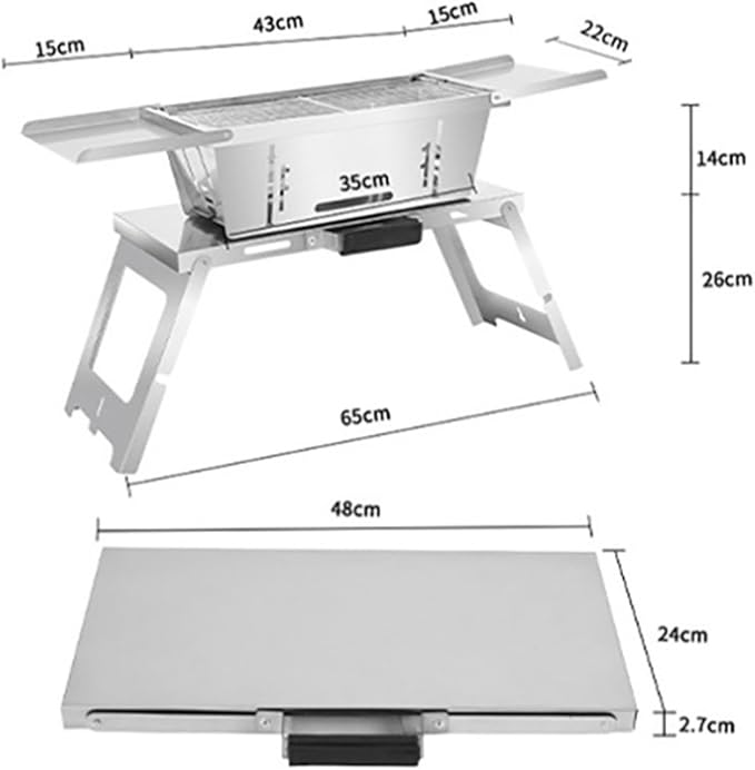 Foldable and Portable Portable Charcoal Grill Stainless Steels BBQ For Garden Outdoor Cooking Camping Heat Resistant