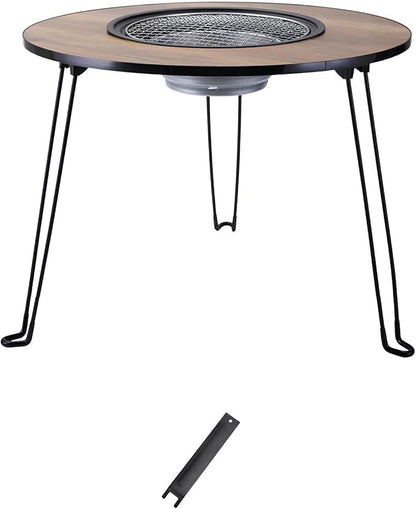 Charcoal Grill Removable with Grill Handle Tabletop BBQ Braze with Foldable Removable Table Legs, Table Grill, Garden Parties & Outdoor BBQ, Easy to Assemble and Clean(Walnut A)