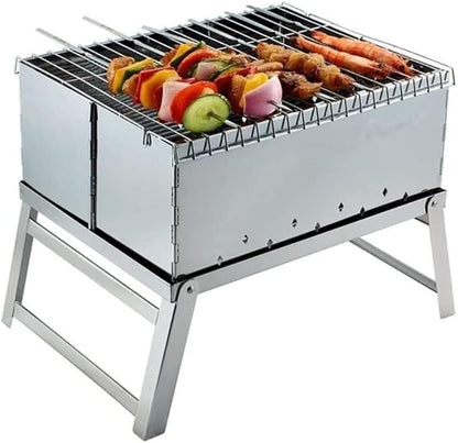BBQ Grill Barbeque Grill Charcoal Grill Barbecue Portable BBQ Stainless Steel Folding BBQ Camping Grill for Cooking Small Grill Barbeque Grill for Camping (A)