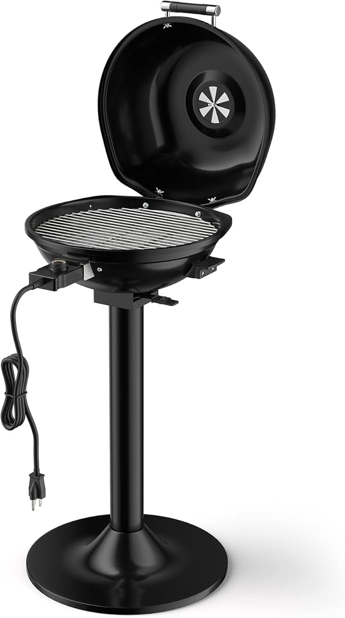 Giantex Electric Grill Indoor Outdoor, 1600W Portable Barbecue Grill with Removable Non-Stick Grilling Rack, Adjustable Temperature, Oil Drip Tray, for Picnic Camping Backyard Cooking (Black)