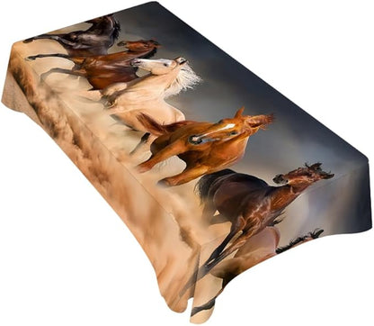 TKS MITLAN Horse Decorative Rectangle Tablecloth Horse Herd Run in Desert Sand Storm Polyester Table Cloths Kitchen Table Cover for Dining BBQ Picnic Coffee Table 60 x 84 Inch 6-8 Seats