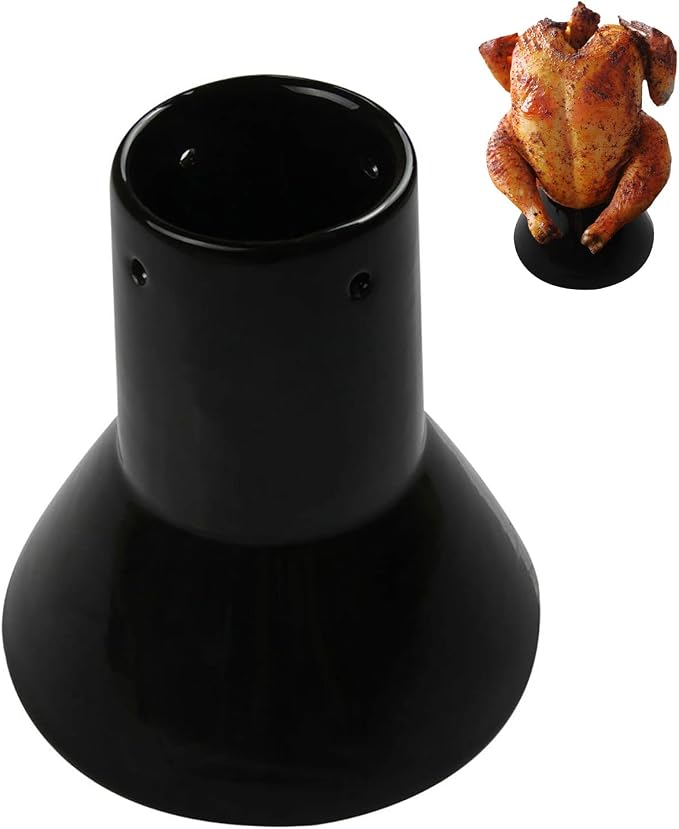 Large Ceramic Roaster Rack for Turkey&Big Chicken,Beer Can Turkey Stand Vertical Poultry Ceramic Steamer,Non-stick Ceramic Cooking BBQ Accessories For Grilling like Kamado Grill,Ovens,Smokers (Large)
