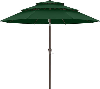 ABCCANOPY 9Ft 3 Tiers Market Umbrella, Outdoor Table Umbrella for Patio, Deck, Backyard (Forest Green)