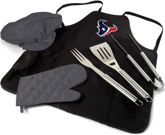 Picnic TIME BBQ Apron Tote Pro Grill Set, (Black with Gray Accents)