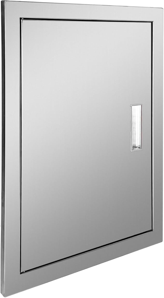 Outdoor Kitchen Door 16" W x 22" H Stainless Steel BBQ Single Access Door Flush Mount Vertical Wall Doors with Handle Suitable for Grilling Station Outside Cabinet Outdoor Kitchen