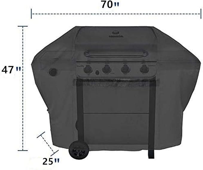iCOVER Grill Cover 70 Inch 600D Heavy-Duty Water Proof Patio Outdoor Black Canvas BBQ Barbecue Smoker Grills Covers for Weber Char-Broil Brinkmann Holland Dyna-Glo and JennAir