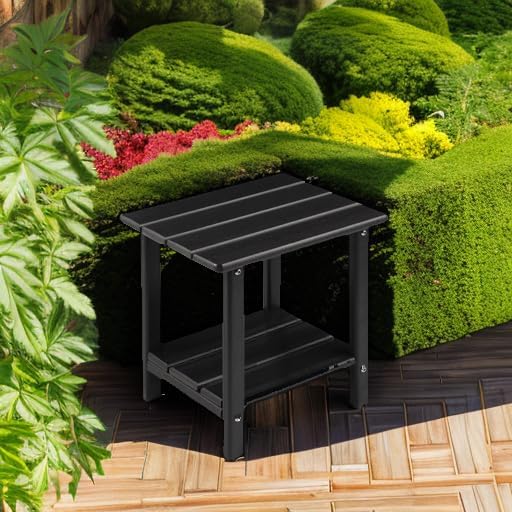 Apolimi Adirondack Outdoor Side Table, 2-Tier Sturdy Patio End Table Weather Resistant, 16.5" Solid Side Table for Patio, Pool, Porch