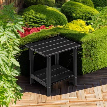 Apolimi Adirondack Outdoor Side Table, 2-Tier Sturdy Patio End Table Weather Resistant, 16.5" Solid Side Table for Patio, Pool, Porch