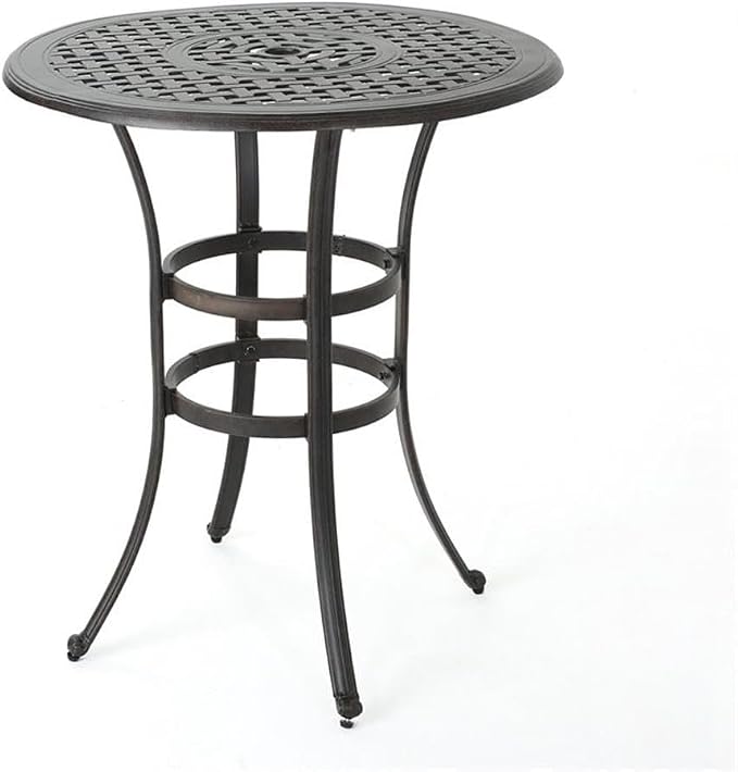 Christopher Knight Home Alfresco Outdoor 37" Cast Aluminum Round Bar Table, Bronze