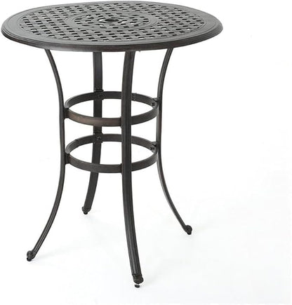 Christopher Knight Home Alfresco Outdoor 37" Cast Aluminum Round Bar Table, Bronze
