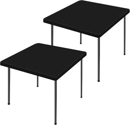 Moosfor 2 Pack Square Spandex Fitted Table Cloth, Elastic Tablecloth | Washable Picnic Table Cover, Stretch Waterproof Table cloths for Party, Patio, Dining, Kitchen, 36" x 36", Black