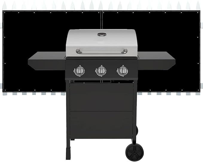Heat Shield Behind Grill 3'x4' Heat Shield Mat for Wall, Heavy Duty Grill Fireproof Cover and Screen Protector Thermal Barrier Pad with Hanging Holes for Outdoor Deck Fence, Black (3.2X4FT)