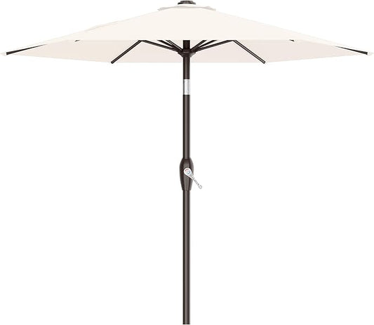 AreShark 7.5FT Patio Umbrella Table Market Umbrella w/Tilt and Crank, Heavy-Duty Outdoor Umbrellas for Pool, Deck, Garden and Backyard, Cream White