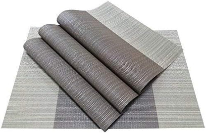 Zupro Placemats Set of 4 for Kitchen Dining Table Washable Braided Table Mats Heat-Resistant Placemats Non-Slip Woven PVC Vinyl Place Mats for Everyday use or Holidays Dinner 18"x12"(Coffee)