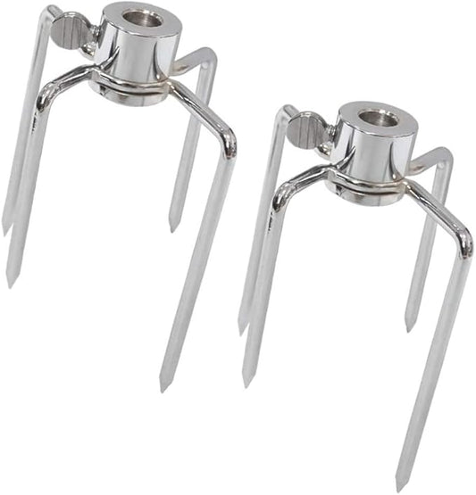 4 Pack Stainless Steel 304 Grill Rotisserie Meat Forks Set- Fits 5/16" Square and 3/8" Round Hexagon Spit Rods for rotisserie kit for Gas Charcoal Grill