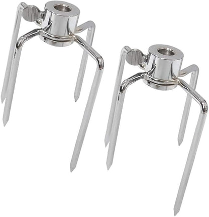 1 Pair Stainless Steel 304 Grill Rotisserie Meat Forks Set- Fits 12mm 3/8" Round Hexagon Spit Rods for rotisserie kit for Gas Charcoal Grill