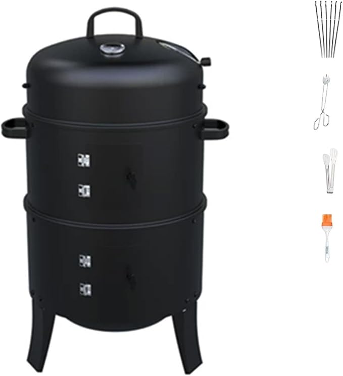 Charcoal Roast Duck Oven with Observation Window Steel Barbecue Grill with Various Accessories 360° Even Heating Triangular Stability for Roasting Duck, Turkey, Lamb, Pork, and Poultry