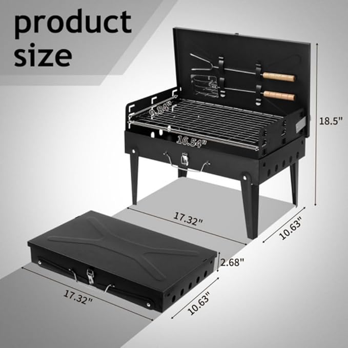 Portable Charcoal Grills, Outdoor Small Barbecue Grill with Lid, BBQ Grill Set, Tabletap Smoker Grill for Cooking Backyard Camping Picnic Garden Party
