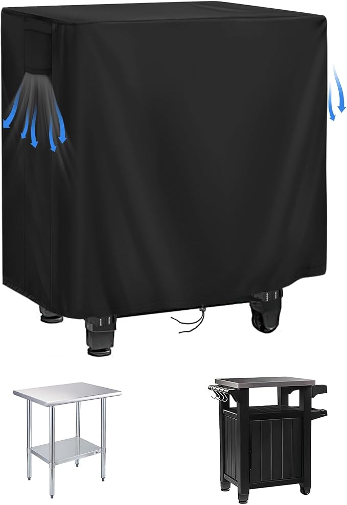 420D Outdoor Prep Table Cover 30 Inch,30''L x 24''W x 35''H,Black | Waterproof Patio Stainless Steel Table Cover, Workbench Covers Waterproof, Picnic BBQ Grill Cart Cover