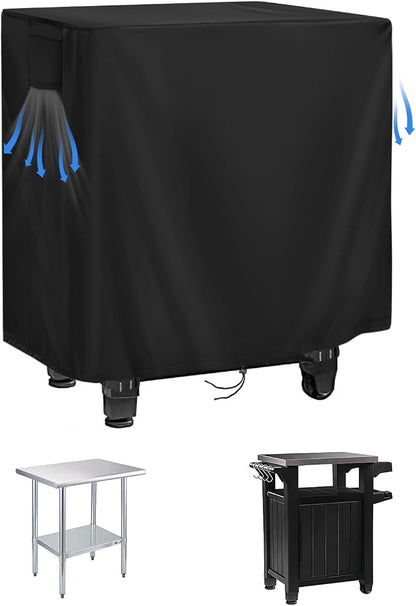 420D Outdoor Prep Table Cover 30 Inch,30''L x 24''W x 35''H,Black | Waterproof Patio Stainless Steel Table Cover, Workbench Covers Waterproof, Picnic BBQ Grill Cart Cover