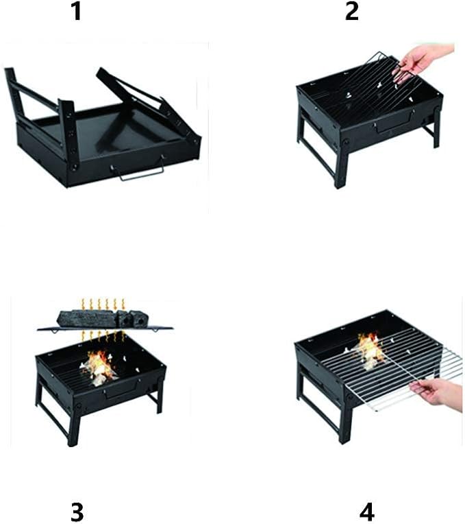 Yahpetes Portable Charcoal Grill 13.78" Folding BBQ Barbecue Folding Barbecue Rack Wire Meshes Portable Household Charcoal Grills for Outdoor Grilling