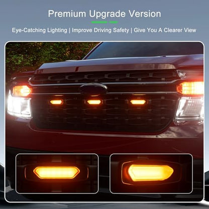 xipoqix 3PCS LED Front Grille Lights Compatible with 2022-2024 Ford Maverick XLT Hood Scoop Replacement for 2022 2023 2024 Ford Maverick Accessories