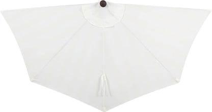 JONATHAN Y Beverly 9 ft. Striped Half Umbrella, Cream/Dark Brown | Coastal Scalloped Fringe, Crank Lift, 30 Degree Manual Tilt, UV 50 Polyester Canopy, Aluminum Frame, Space Saving Design