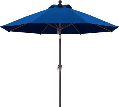 MASTERCANOPY 9ft Olefin 5-Year-Non-Fading Patio Umbrella Sapphire Blue | UV/Water/Fade-Resistant Canopy, Vented Top, 8 Fiberglass Ribs – Ideal For Deck, Yard, Market