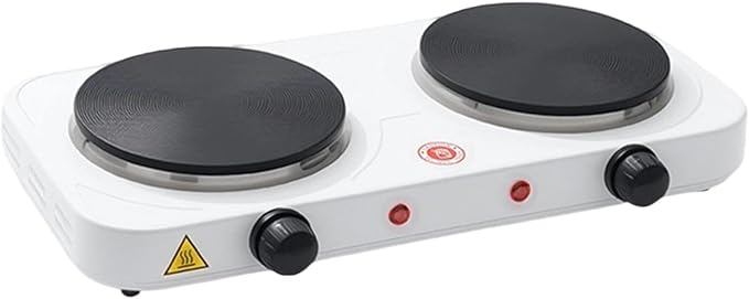 Countertop Double Burner Adjustable Temperature Kitchen Small Appliance Professional 2000W for Braising Scrambling Steaming, Heating Plate