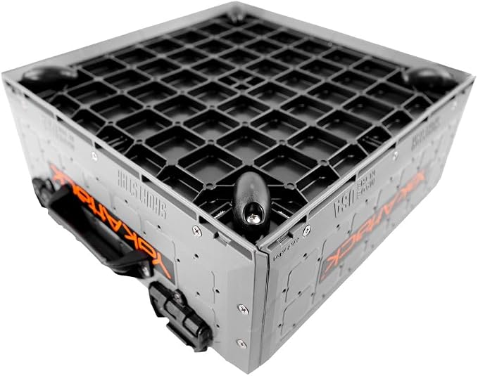 YakAttack ShortStak Solo Storage Box - Size & Color Options | Standalone Low-Profile Crate with Lid, Hinges & Latches | GridLoc Mounting Panels | Slider Feet for Under-Seat Use | Made in USA