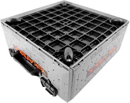 YakAttack ShortStak Solo Storage Box - Size & Color Options | Standalone Low-Profile Crate with Lid, Hinges & Latches | GridLoc Mounting Panels | Slider Feet for Under-Seat Use | Made in USA