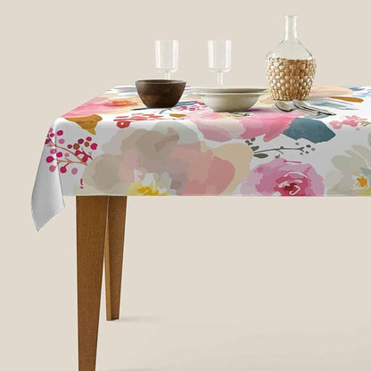 TKS MITLAN Romantic Floral Decorative Rectangle Tablecloth Spring Garden Colorful Plants Polyester Table Cloths Kitchen Table Cover for Dining BBQ Picnic Coffee Table 60 x 84 Inch 6-8 Seats