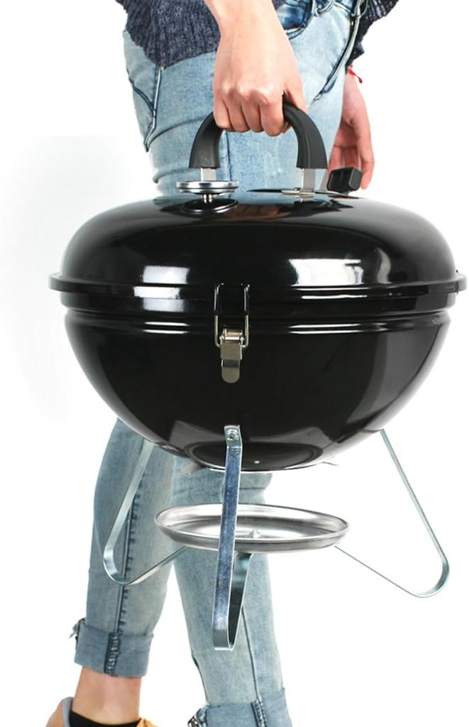 Portable Charcoal Grill for Camping BBQ Grills Outdoor Barbecue Grill Round Insulation Braised Oven Patio Grilling Rack with Flame Control Small Folding Tabletop Grill,A-1