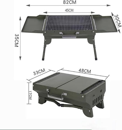 Portable Charcoal Grill for Camping BBQ Grills Outdoor Barbecue Grill Large BBQ Grill with Thermometer and Shelf, Camping Grill for Picnic Barbecue Oven, Charcoal Grills BBQ Rack,A-1