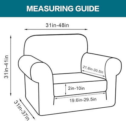 Turquoize 2 Piece Chair Covers Armchair Slipcovers for Living Room Armchair Sofa Cover with Individual Cushion Covers Feature Jacquard Fabric (Chair, Island Fossi)