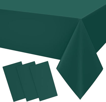Smiry Disposable Table Cloth 3 Pack, 54 x 108 Inch Waterproof Plastic Tablecloth, Decorative Rectangle Table Covers for Party, Birthday, Picnic, Christmas Green