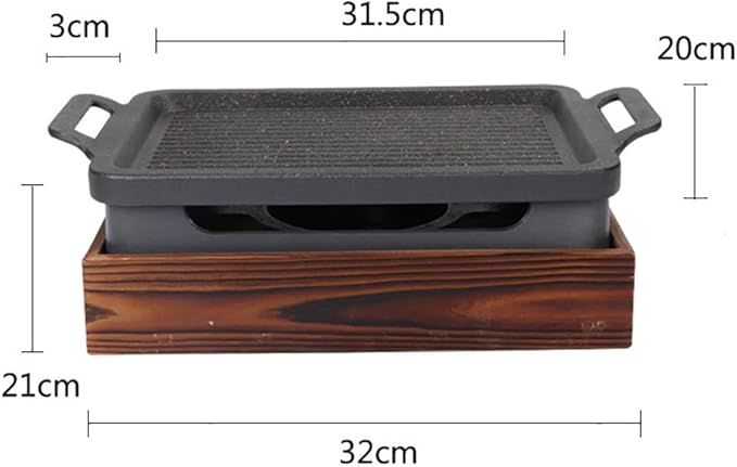 BBQ Barbeque Barbecue Grill,BBQ,Household Smoke-Free Korean Iron Plate Grill,Solid Alcohol Charcoal Grill,Indoor and Outdoor (Size : 27cm*20cm)