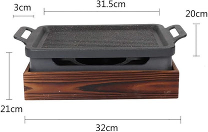 BBQ Barbeque Barbecue Grill,BBQ,Household Smoke-Free Korean Iron Plate Grill,Solid Alcohol Charcoal Grill,Indoor and Outdoor (Size : 27cm*20cm)