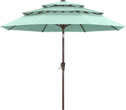 ABCCANOPY 5-Year 10-Year No Fading 9FT 3 Tiers Patio Umbrella, Outdoor Table Umbrella with 8 Sturdy Ribs for Deck, Backyard, Garden, Yard