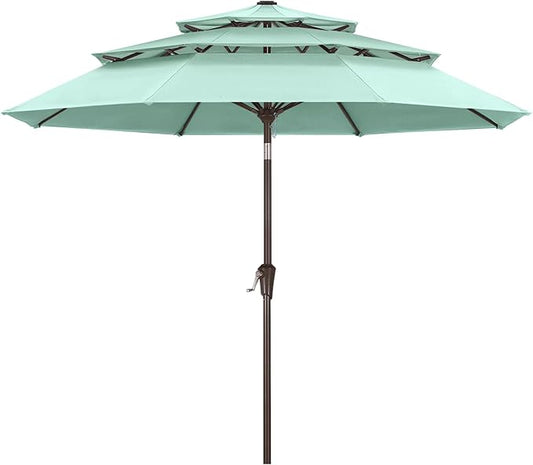 ABCCANOPY 5-Year 10-Year No Fading 9FT 3 Tiers Patio Umbrella, Outdoor Table Umbrella with 8 Sturdy Ribs for Deck, Backyard, Garden, Yard