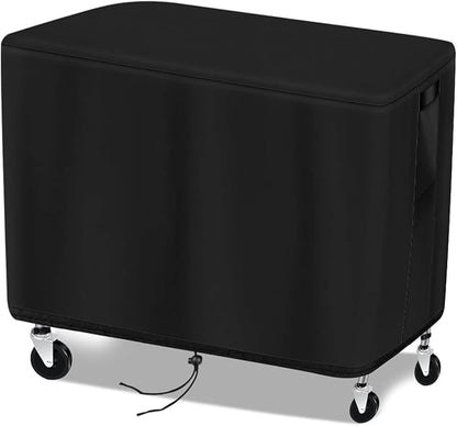 Patio Table Cover for Outdoor Grill Cart, 47-inch Waterproof Rolling Utility Service Cart Cover Stainless Steel Pizza Oven Table Covers - 47"L×27"W×32"H, Black